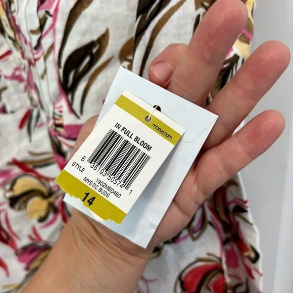 JM COLLECTION In full bloom Floral 100% Linen NWT Ladies Shirt - Picture 7 of 8